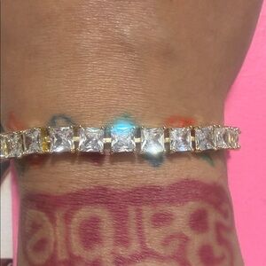 New 18K Gold Plated Baguette Diamond Bracelet